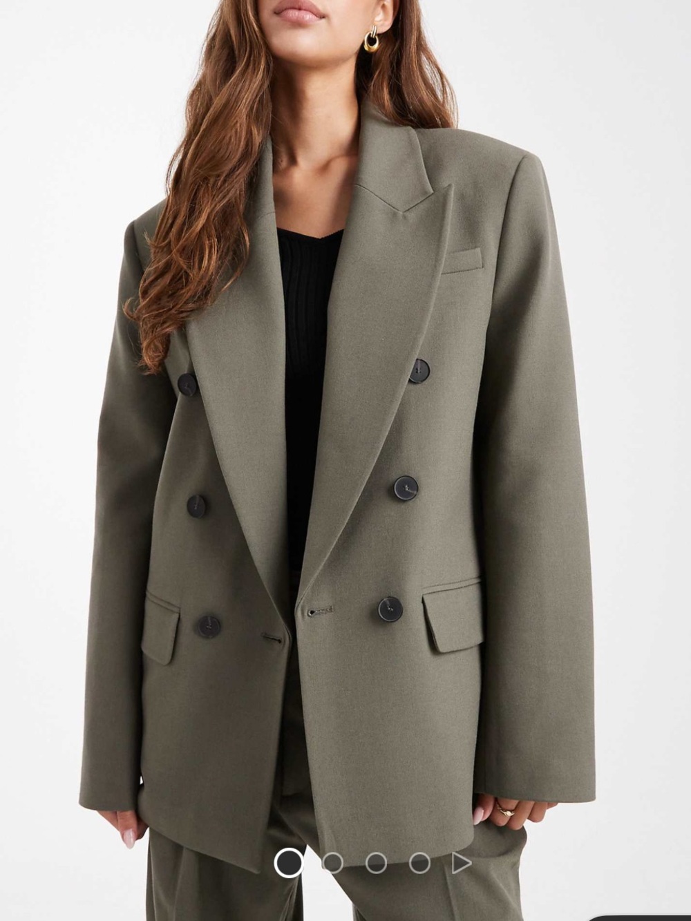 ASOS Double-Breasted Olive Green Blazer